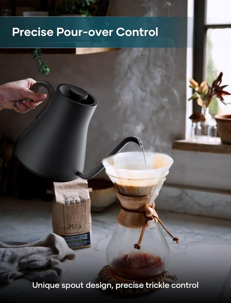 intasting Electric Kettle, Gooseneck Electric Kettle, ±1℉ Precise Temperature Control, Stainless Steel Interior, Quick Heating for Pour Over Coffee, Tea & Boiling Water, 0.9L (Matte Black) - Image 2